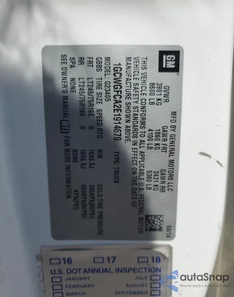 2014 Chevrolet Express G2500 from USA, damaged, VIN 1GCWGFCA2E1914670